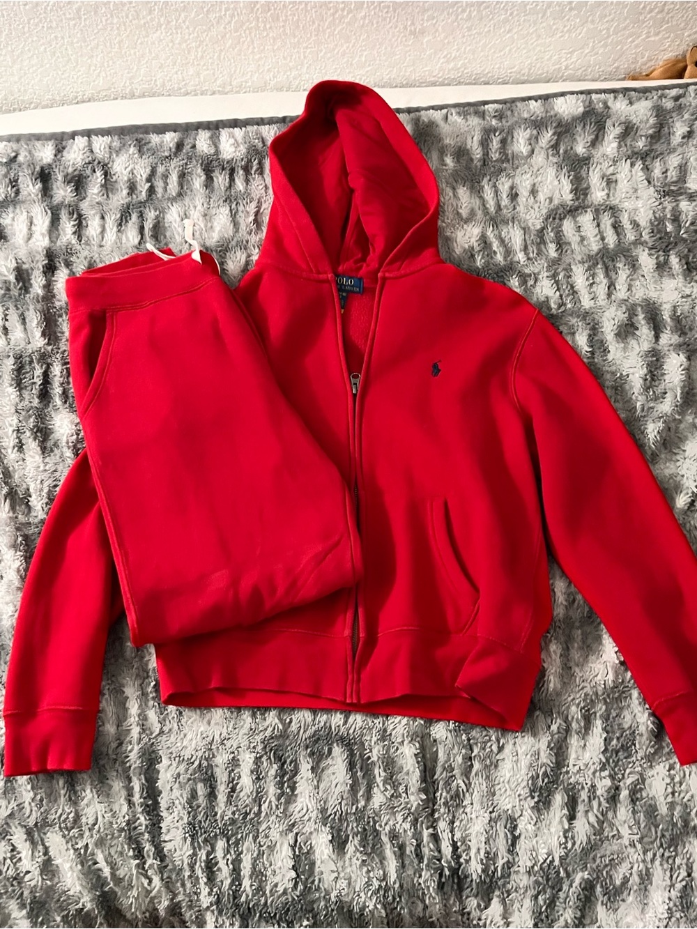 Polo by Ralph Lauren Kids Bright Red Hooded Zip Up and Sweatpants set